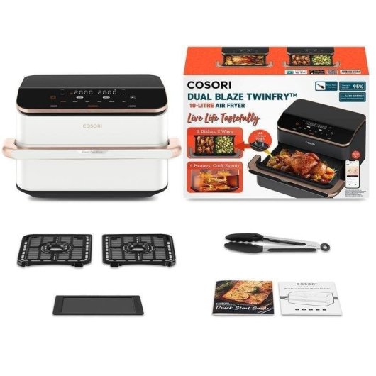 Airfryer Cosori Dual Blaze Twinfry Chef Edition 10L 2800W Dubbele Mand Dubbele Verwarming