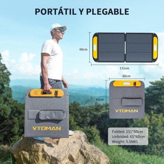 Panel Solar Portátil VTOMAN VS110 110W 3 Conexiones Adaptador 3 en 1 Plegable Resistencia IP67