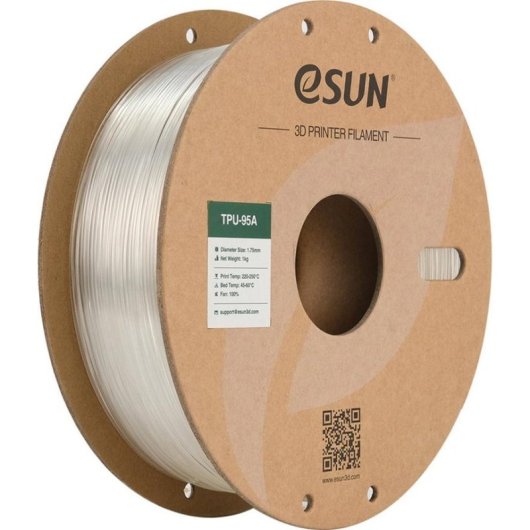 Filament TPU eSUN TPU-95A175T1P1 Transparent 1,75 mm Haute élasticité