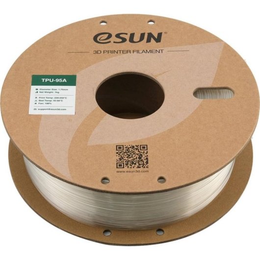 Filament TPU eSUN TPU-95A175T1P1 Transparent 1,75 mm Haute élasticité