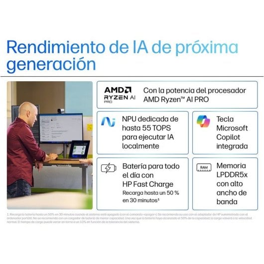 Portátil HP EliteBook X G1a 14" AMD Ryzen AI 7 PRO 360 32GB RAM 512GB SSD Radeon 880M Windows 11 Pro