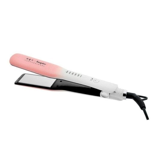 Prancha de Cabelo Titânio Profissional By AGV Inspire WD 230ºC 10 Definições Iónica Placas Largas Rosa Degradado