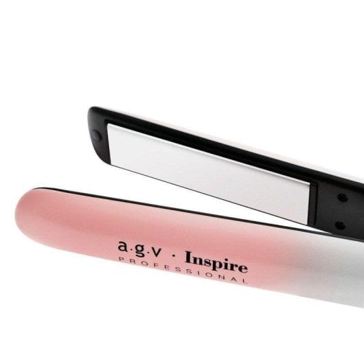 Prancha de Cabelo Titânio Profissional By AGV Inspire 230ºC 10 Definições Iónica Desligar Automático Rosa