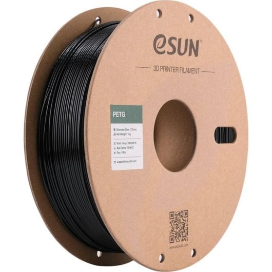 Filamento PETG eSUN PETG175B1P1 Preto 1,75 mm Alta Transparência e Resistência