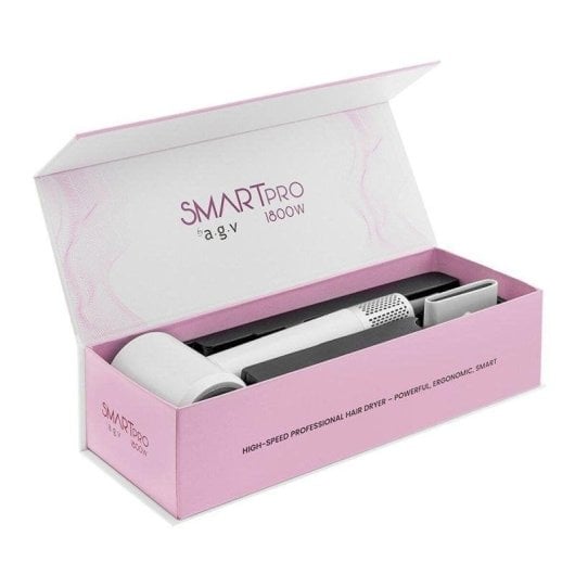 Secador de Cabelo Iónico Profissional By AGV Smart Pro 1800W 3 Temperaturas 2 Velocidades Digital Branco