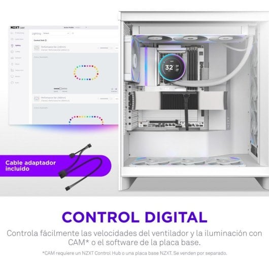 Ventilador suplementario NZXT F360X 360 mm 3100 RPM RGB blanco con PWM