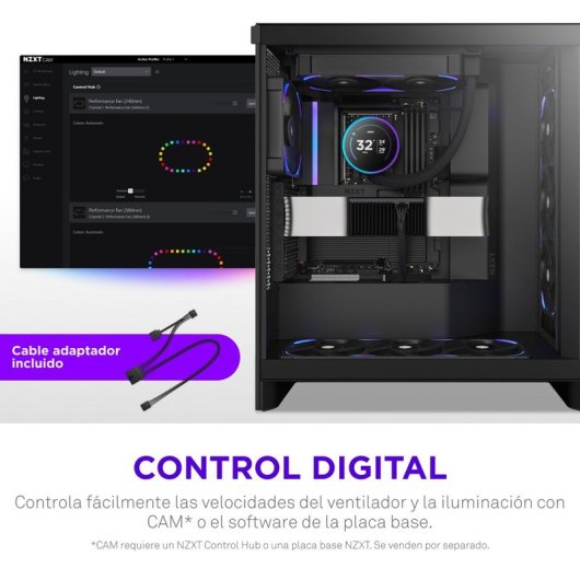 Ventilador suplementario NZXT F120X 120 mm 3100 RPM con iluminación LED RGB