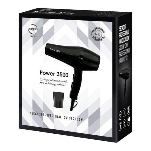 Secador de pelo By AGV Power 3500 motor AC 2000 W función iónica negro