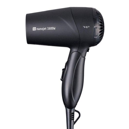 Secador de Cabelo Dobrável Iónico By AGV Nanojet 1600W 2 Temperaturas 2 Velocidades com Difusor Preto