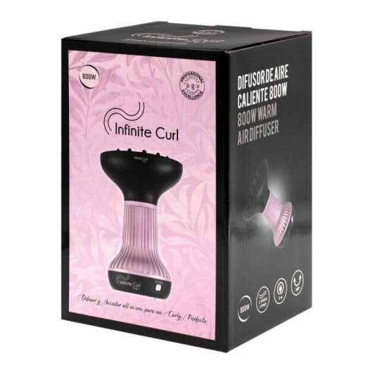 Secador de Cabelo Dobrável Iónico By AGV Infinite Curl 800W 3 Temperaturas 2 Velocidades Difusor Integrado Violeta