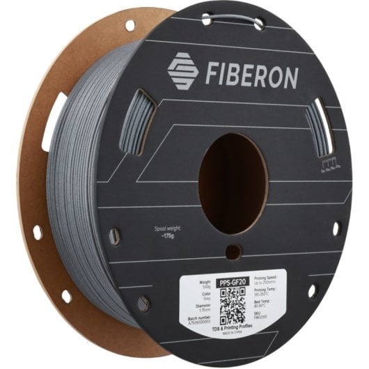 Filamento PPS-GF20 Polymaker Fiberon FM02001 Cinza 1,75 mm UL94 V0 Resistência Química