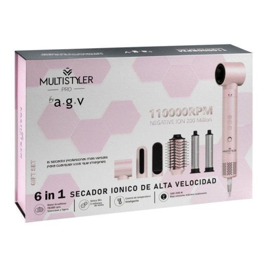 Secador de Pelo By AGV Multistyler 6 en 1 Iónico 1500W Unisex Ligero Multifunción