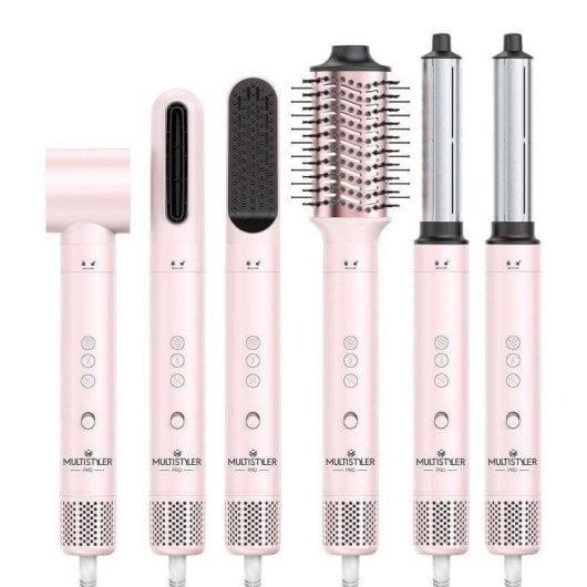 Secador de Cabelo Iónico By AGV Multistyler 6 em 1 1500W 3 Temperaturas 2 Velocidades com Acessórios Preto