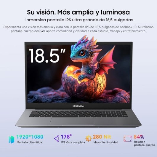 Blackview Acebook 10 16gb 512gb Ssd Windows 11 Pro Intel N150  Gráficos Intel  Pantalla 18,5" Wi-fi 6 Gris