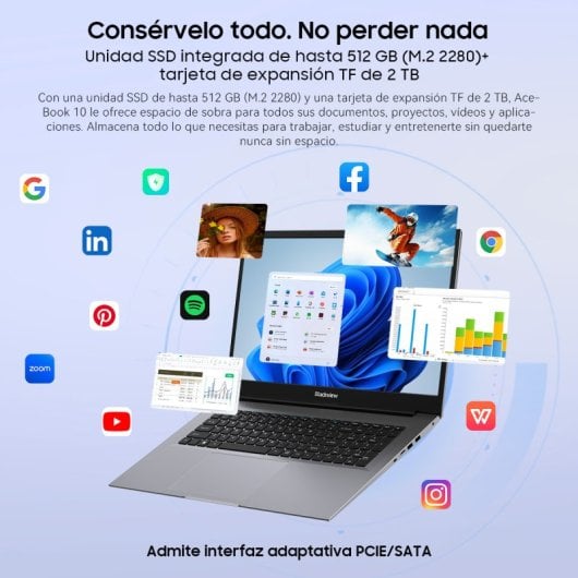 Blackview Acebook 10 16gb 512gb Ssd Windows 11 Pro Intel N150  Gráficos Intel  Pantalla 18,5" Wi-fi 6 Gris