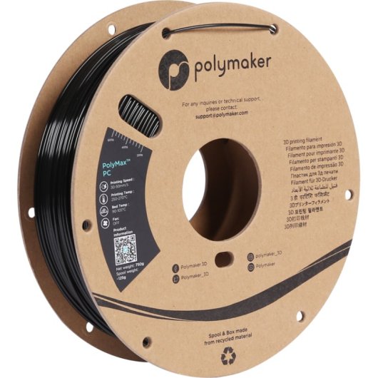 Filament PC Polymaker PC-Max Schwarz 1,75 mm Hitzebeständig Robust