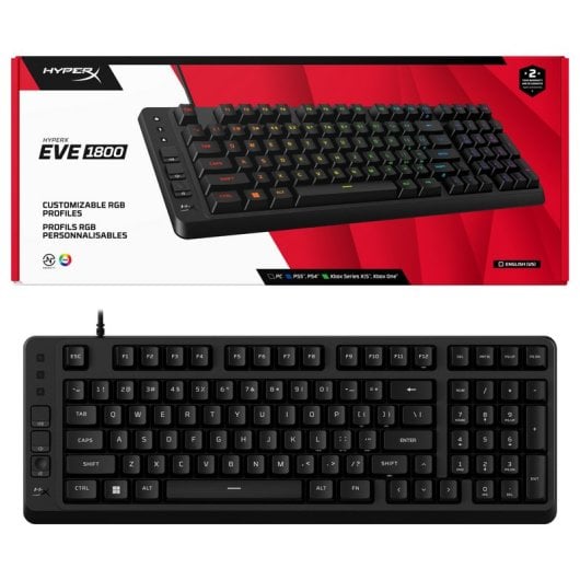 Teclado HyperX Eve 1800 de membrana compacto Layout ES iluminación RGB y teclas multimedia
