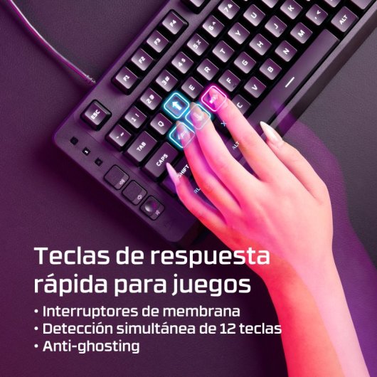Teclado HyperX Eve 1800 de membrana compacto Layout ES iluminación RGB y teclas multimedia