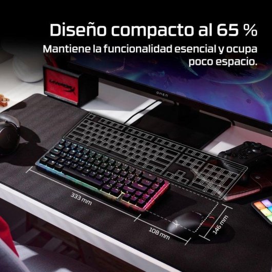 Tastiera HyperX Alloy Origins 2 65% compatta Hot-Swappable RGB switch red Layout ES