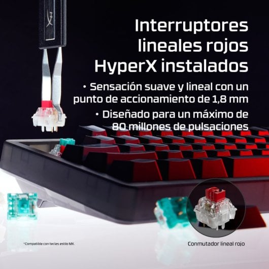 HyperX Alloy Origins 2 65% Teclado mecánico compacto hot-swappable RGB switch red Layout ES
