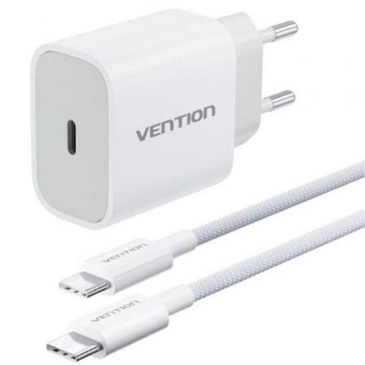 Chargeur mural Vention G12W0-EU 20W USB-C avec câble USB-C 1m blanc