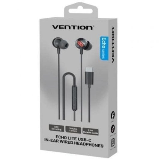 Écouteurs Vention Echo Lite filaires USB-C In-Ear avec micro noirs