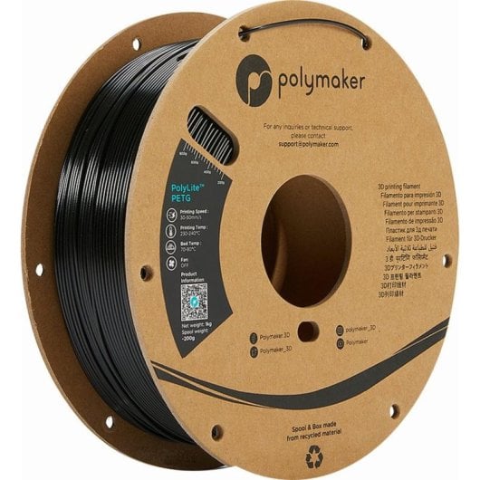 Filamento PETG Polymaker PolyLite PB01001 Preto 1,75 mm Alta Transparência