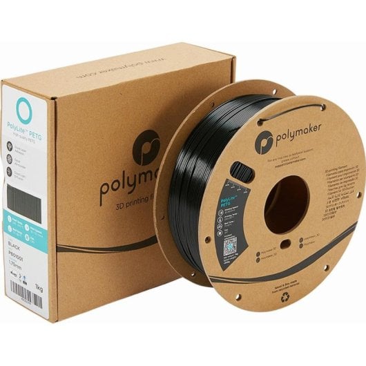 Filamento PETG Polymaker PolyLite PB01001 Preto 1,75 mm Alta Transparência