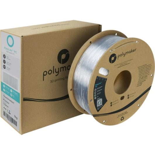 Filamento PC Polymaker PolyLite PC01001 Transparente 1,75 mm Resistência ao Calor