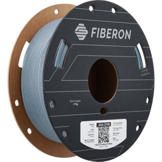 Filamento ASA Polymaker Fiberon FF02004 Cinzento 1,75 mm Carbono Alta Rigidez