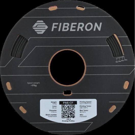 Filament PA6-CF20 Polymaker Fiberon FG03001 Noir 1,75 mm Ultra Résistant