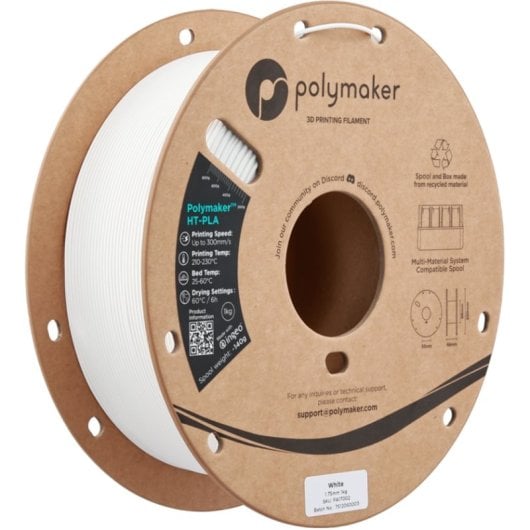 Filamento PLA-HT Polymaker PA17002 Blanco 1,75 mm Alta Estabilidad Térmica