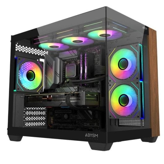 Caja ordenador Abysm Danube Sava Nature 285C Micro ATX madera cristal ARGB
