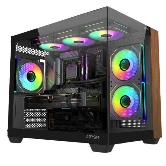 Caja ordenador Abysm Danube Sava Nature 285C Micro ATX madera cristal ARGB