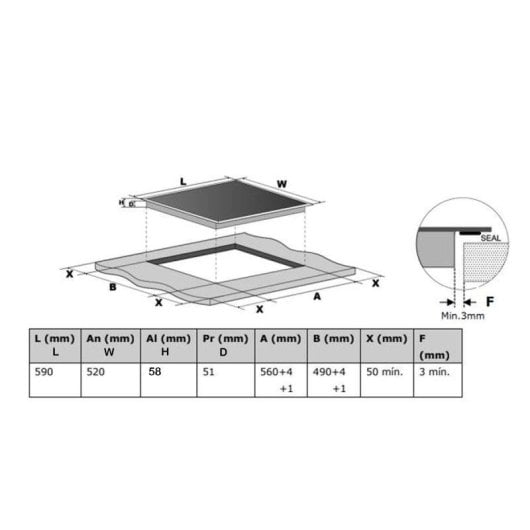 Placa vitrocerámica SIXHOME SXHPV60N1 60 cm 3 zonas Control táctil