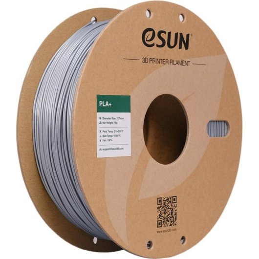 Filamento PLA+ eSUN PLA+175S1P1 Gris Plateado 1,75 mm Alta Tenacidad Refill