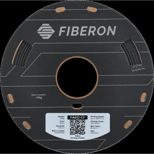 Filament PA612-CF15 Polymaker Fiberon FG07001 Schwarz 1,75 mm Warp Free