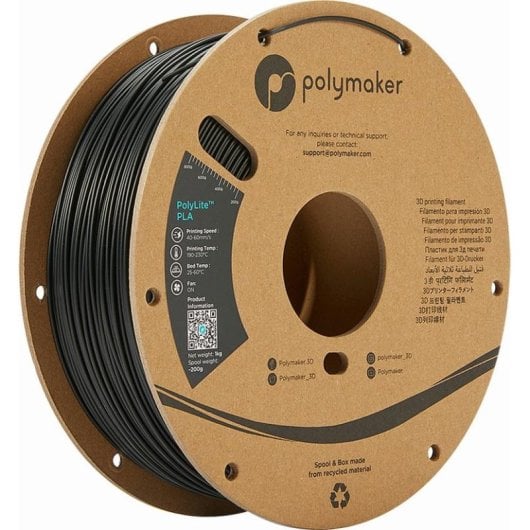 Filamento PLA Polymaker PolyLite PA02001 Nero 1,75 mm Facile Stampa