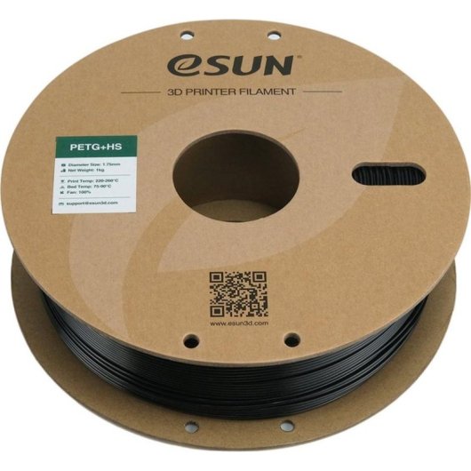 Filamento PETG eSUN PETG+HS Negro 1,75 mm Alta Velocidad Químico-resistente