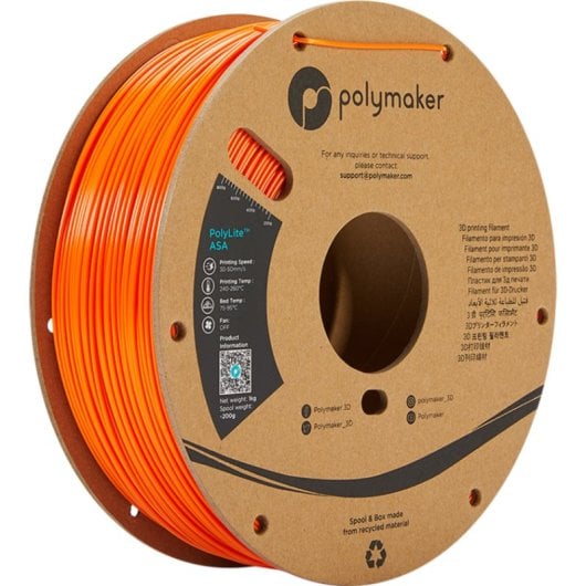Filamento ASA Polymaker PF01007 Laranja 1,75 mm Resistência UV Temperatura
