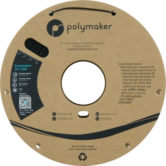 Filamento PC-ABS Polymaker PC04001 Nero 1,75 mm Alta Resistenza Calore