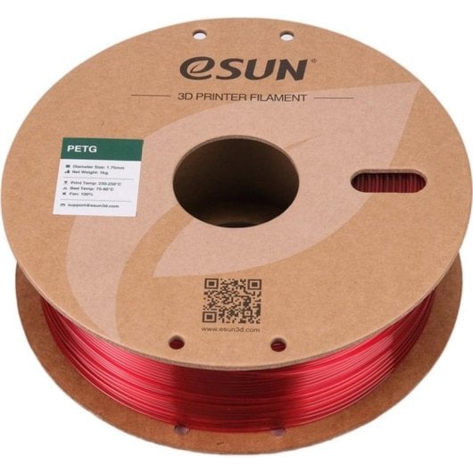 Filamento PETG eSUN PETG175T-PP1P1 Rosa 1,75 mm Alta Trasparenza Resistente Impatto