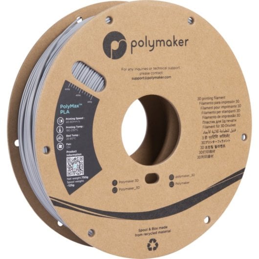 Filamento PLA Polymaker PolyMax PA06003 Grigio/Silver 1,75 mm Jam-Free Alta Resistenza