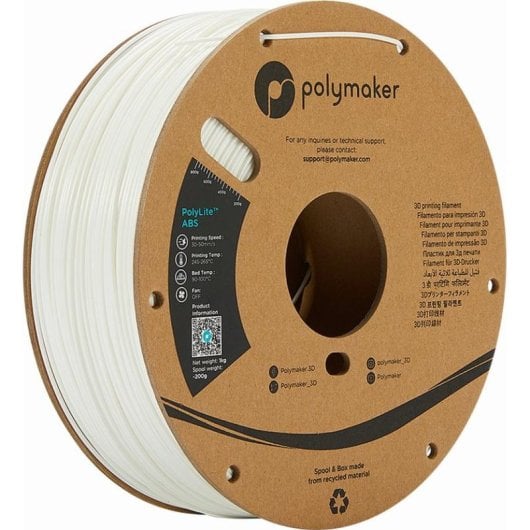 Filamento ABS Polymaker PolyLite PE01002 Blanco 1,75 mm Mínimo Olor Alta Calidad