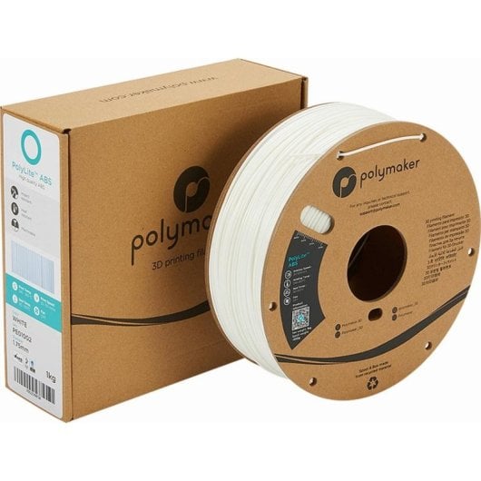 Filamento ABS Polymaker PolyLite PE01002 Blanco 1,75 mm Mínimo Olor Alta Calidad