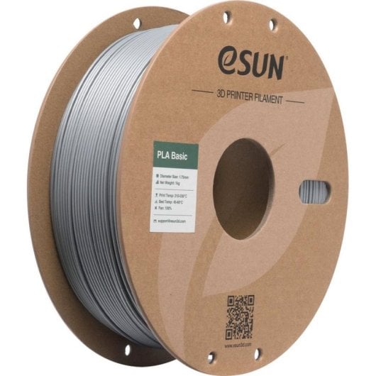 Filament PLA eSUN PLA-Basic175S1P1 Gris Argent 1,75 mm Haute Fluidité Refill