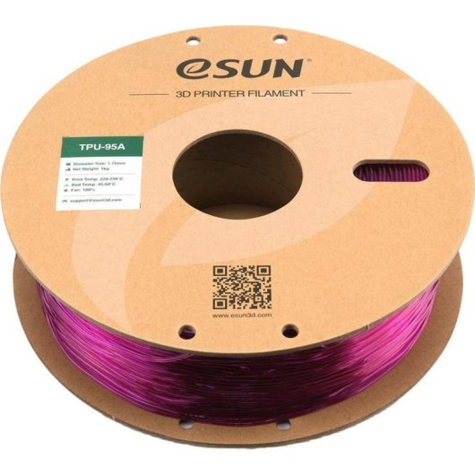 Filamento TPU eSUN TPU-95A175T-Z1P1 Transparente Violeta 1,75 mm Alta Tenacidade