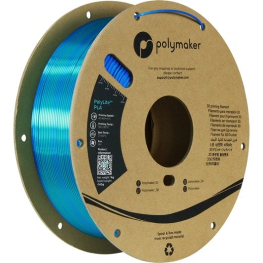 Filamento PLA Polymaker PolyLite Dual Silk Multicolor 1,75 mm Efecto Sedoso Fácil Procesamiento