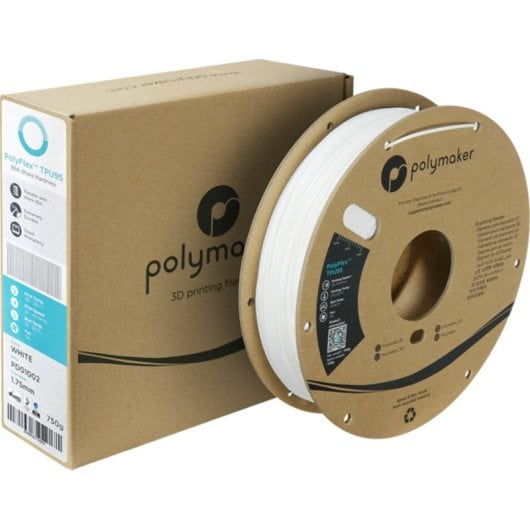 Filament TPU Flex Polymaker PolyFlex Blanc 1,75 mm Impression Facile
