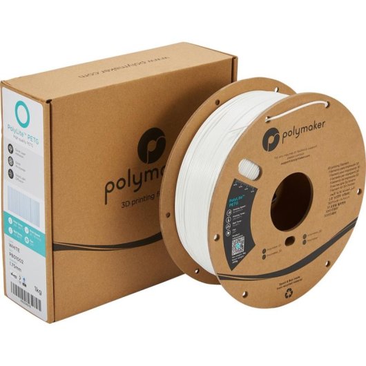 Filamento PETG Polymaker PolyLite PB01002 Blanco 1,75 mm Gran Claridad Fácil Impresión